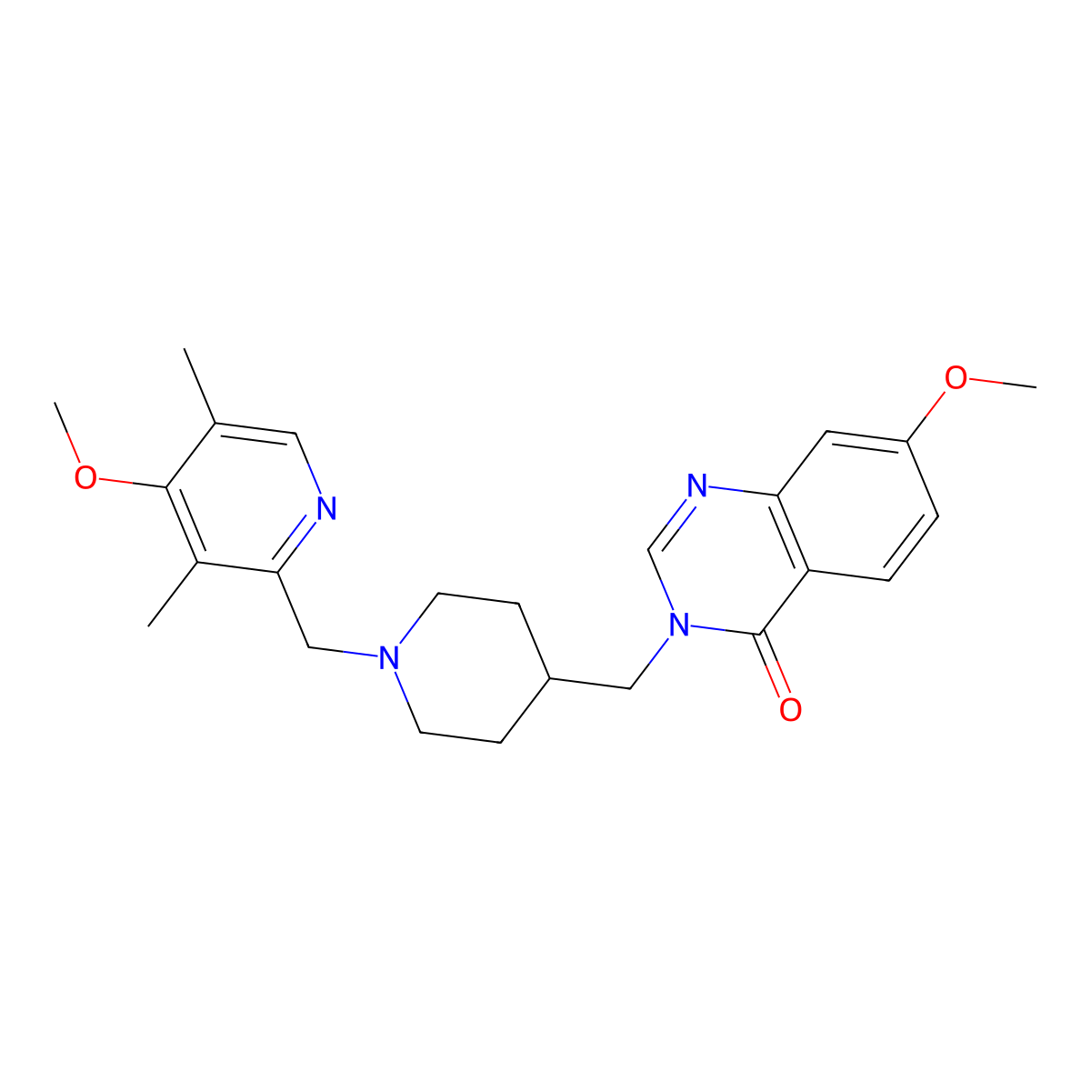7-Methoxy-3-({1-[(4-methoxy-3,5-dimethylpyridin-2-yl)methyl]piperidin-4-yl}methyl)-3,4-dihydroquinazolin-4-one molecular structure, CAS 2741955-64-4