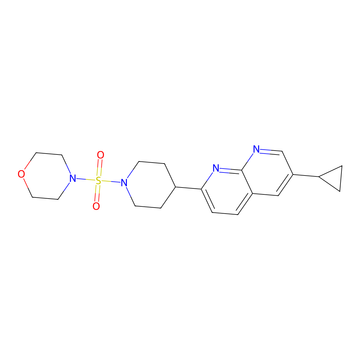 6-Cyclopropyl-2-[1-(morpholine-4-sulfonyl)piperidin-4-yl]-1,8-naphthyridine molecular structure, CAS 2741955-71-3