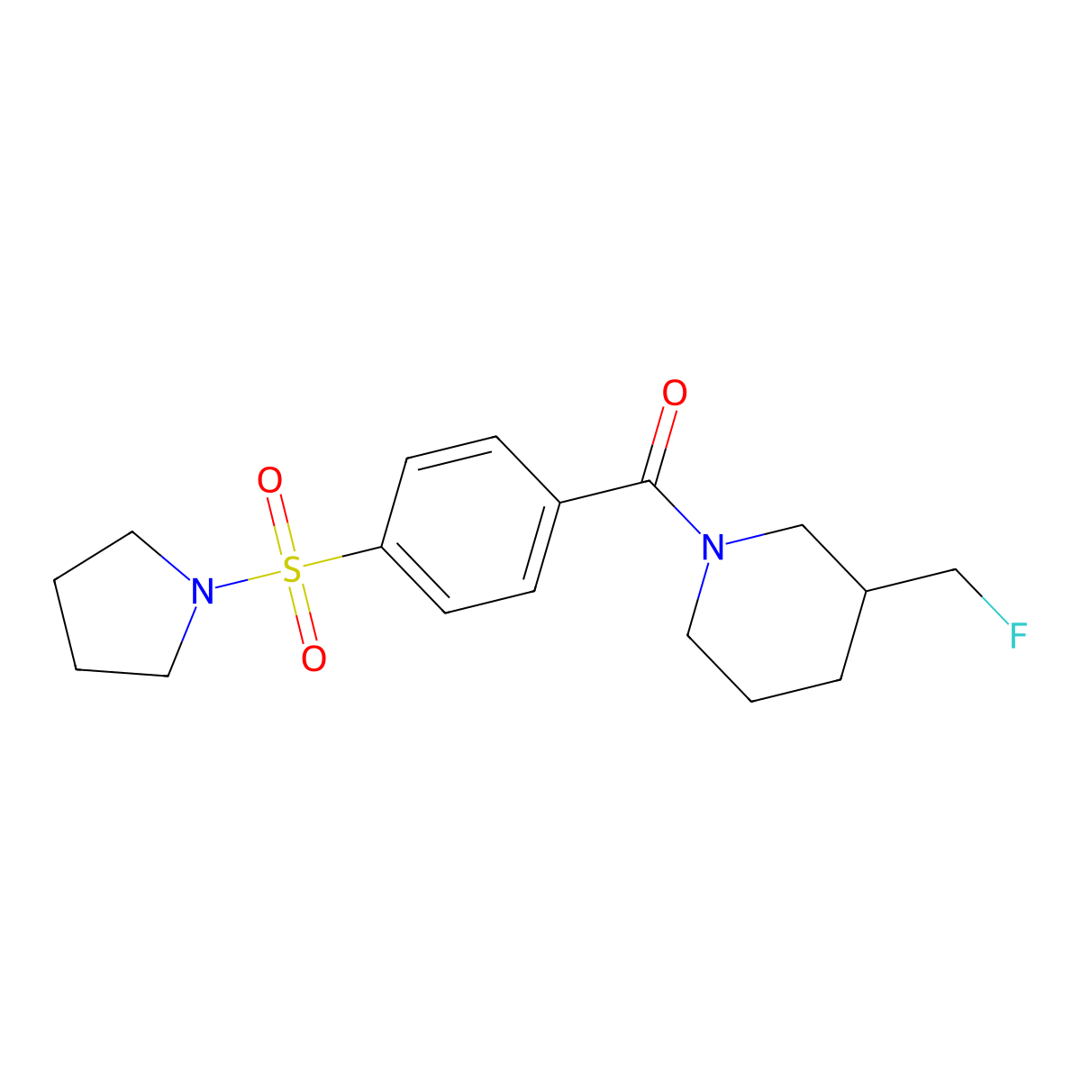 3-(Fluoromethyl)-1-[4-(pyrrolidine-1-sulfonyl)benzoyl]piperidine molecular structure, CAS 2741955-72-4