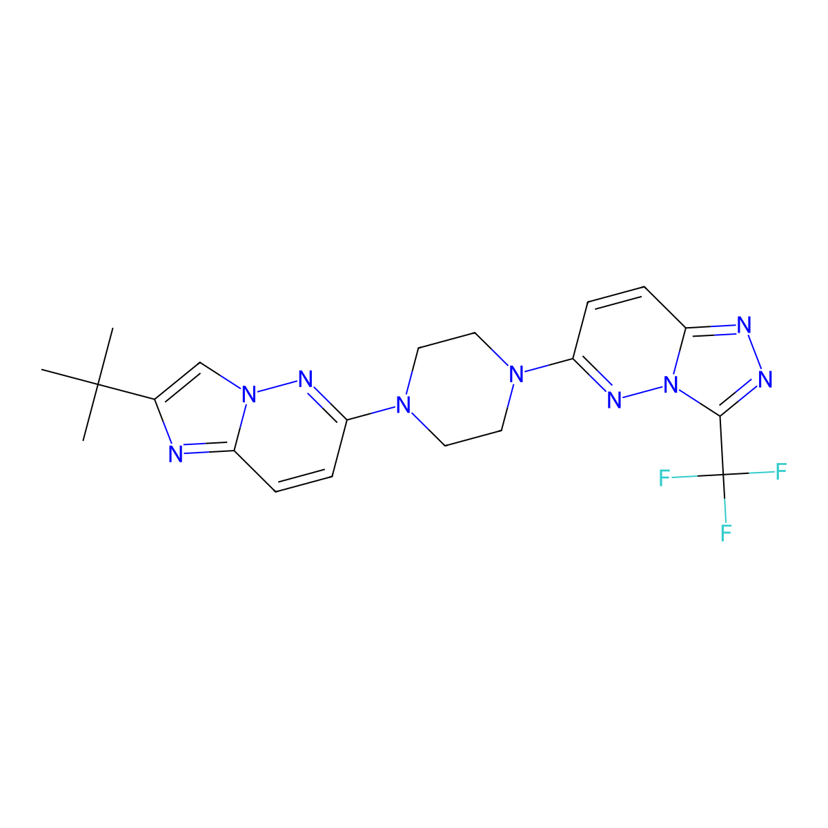 1-{2-Tert-butylimidazo[1,2-b]pyridazin-6-yl}-4-[3-(trifluoromethyl)-[1,2,4]triazolo[4,3-b]pyridazin-6-yl]piperazine molecular structure, CAS 2741955-75-7