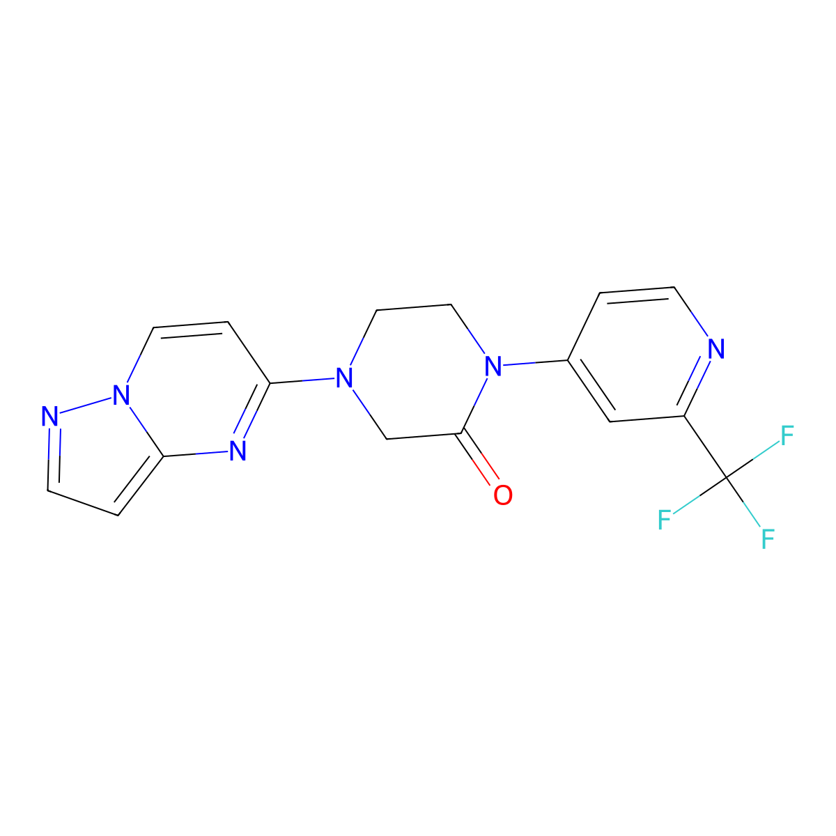 4-{Pyrazolo[1,5-a]pyrimidin-5-yl}-1-[2-(trifluoromethyl)pyridin-4-yl]piperazin-2-one molecular structure, CAS 2741955-77-9