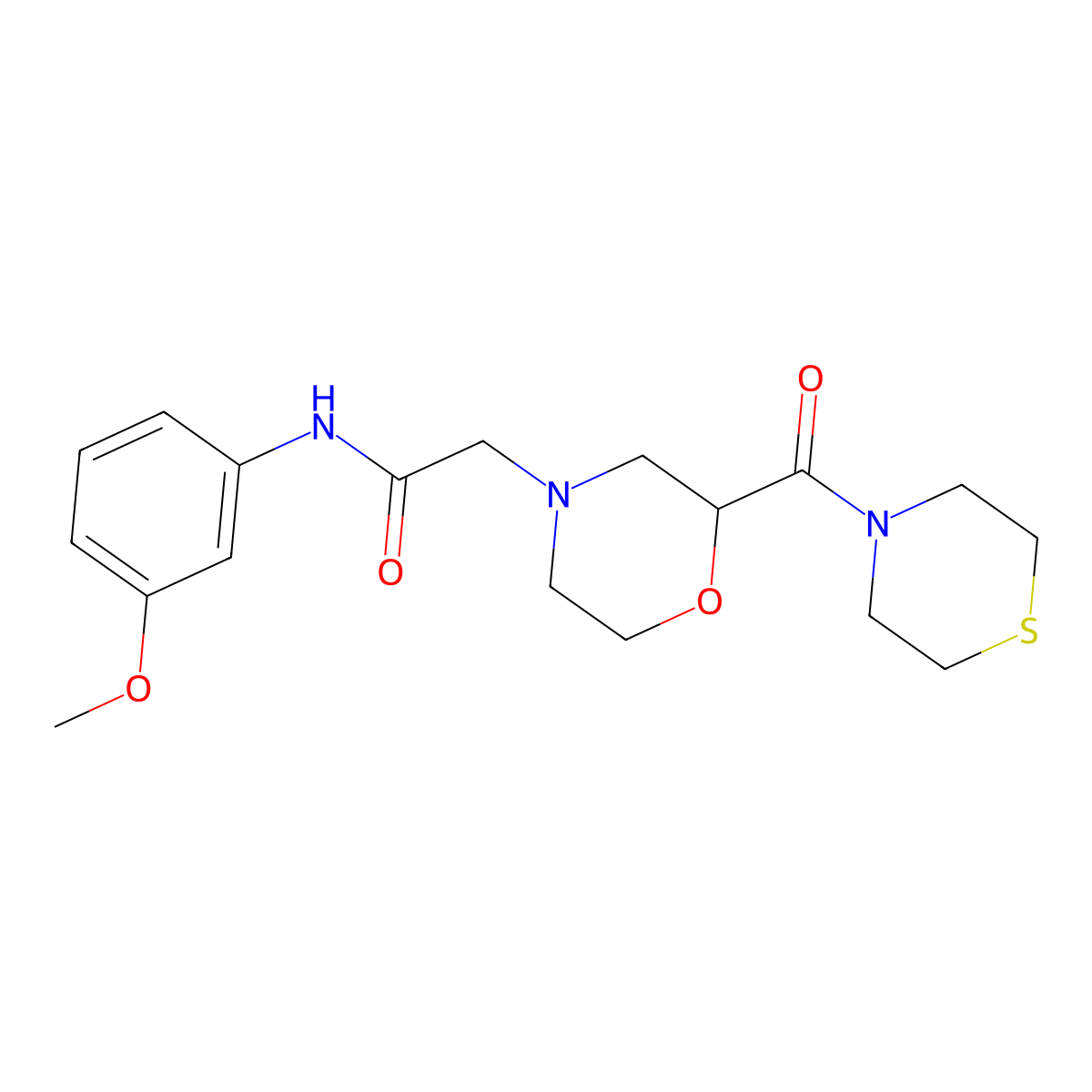 N-(3-methoxyphenyl)-2-[2-(thiomorpholine-4-carbonyl)morpholin-4-yl]acetamide molecular structure, CAS 2741955-78-0