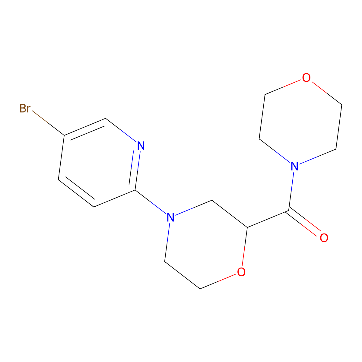 4-(5-Bromopyridin-2-yl)-2-(morpholine-4-carbonyl)morpholine molecular structure, CAS 2741955-79-1