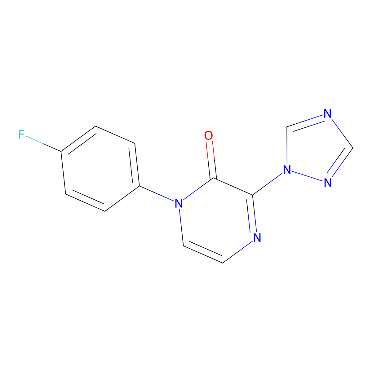 1-(4-fluorophenyl)-3-(1H-1,2,4-triazol-1-yl)-1,2-dihydropyrazin-2-one molecular structure, CAS 2741955-82-6