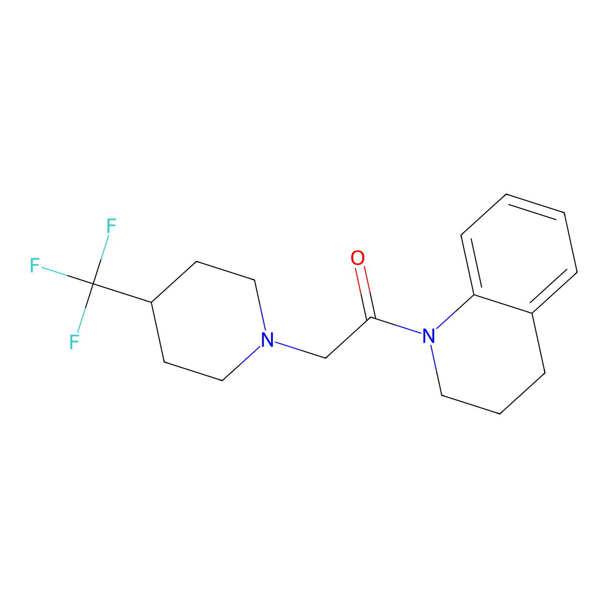 1-(1,2,3,4-Tetrahydroquinolin-1-yl)-2-[4-(trifluoromethyl)piperidin-1-yl]ethan-1-one molecular structure, CAS 2741955-84-8