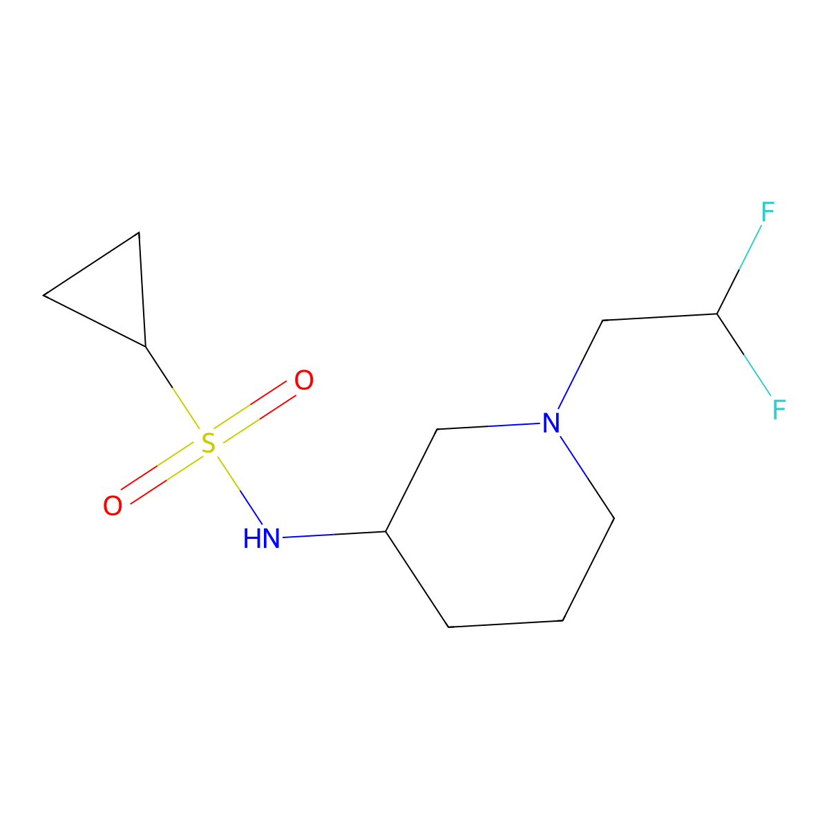 N-[1-(2,2-difluoroethyl)piperidin-3-yl]cyclopropanesulfonamide molecular structure, CAS 2741955-87-1