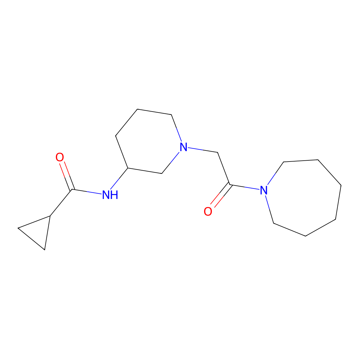 N-{1-[2-(azepan-1-yl)-2-oxoethyl]piperidin-3-yl}cyclopropanecarboxamide molecular structure, CAS 2741955-89-3