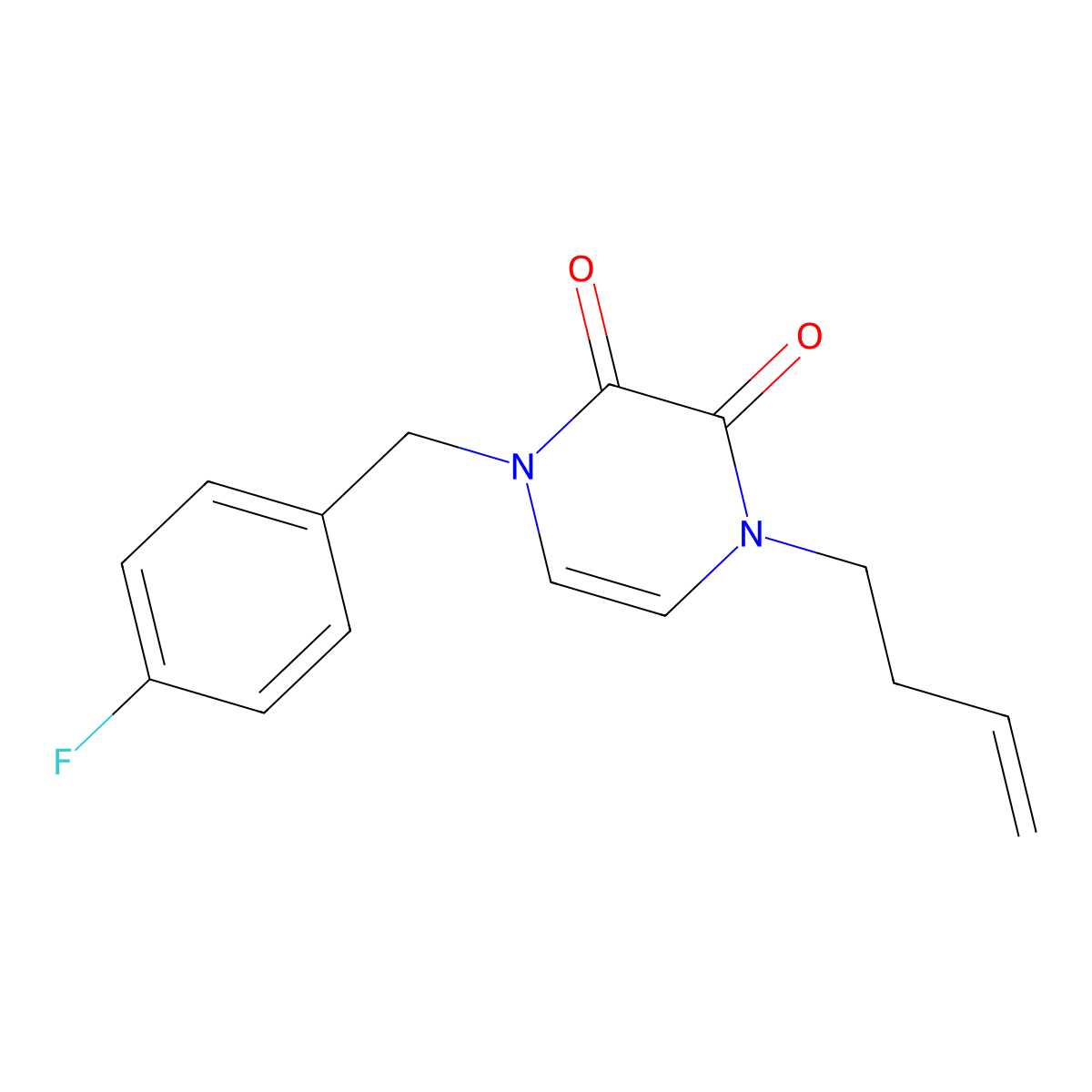 1-(But-3-en-1-yl)-4-[(4-fluorophenyl)methyl]-1,2,3,4-tetrahydropyrazine-2,3-dione molecular structure, CAS 2741956-93-2