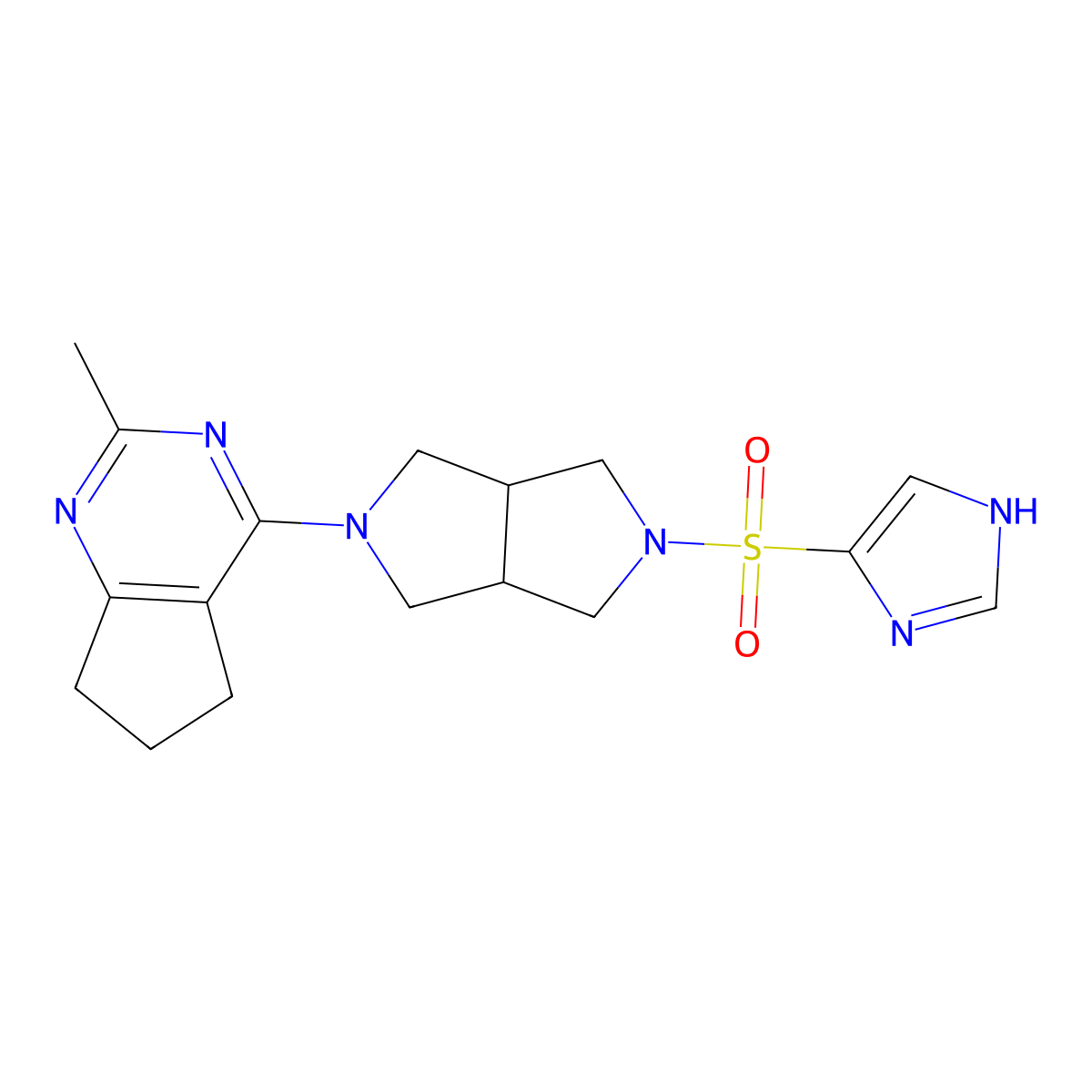 4-[(5-{2-methyl-5H,6H,7H-cyclopenta[d]pyrimidin-4-yl}-octahydropyrrolo[3,4-c]pyrrol-2-yl)sulfonyl]-1H-imidazole molecular structure, CAS 2741956-99-8