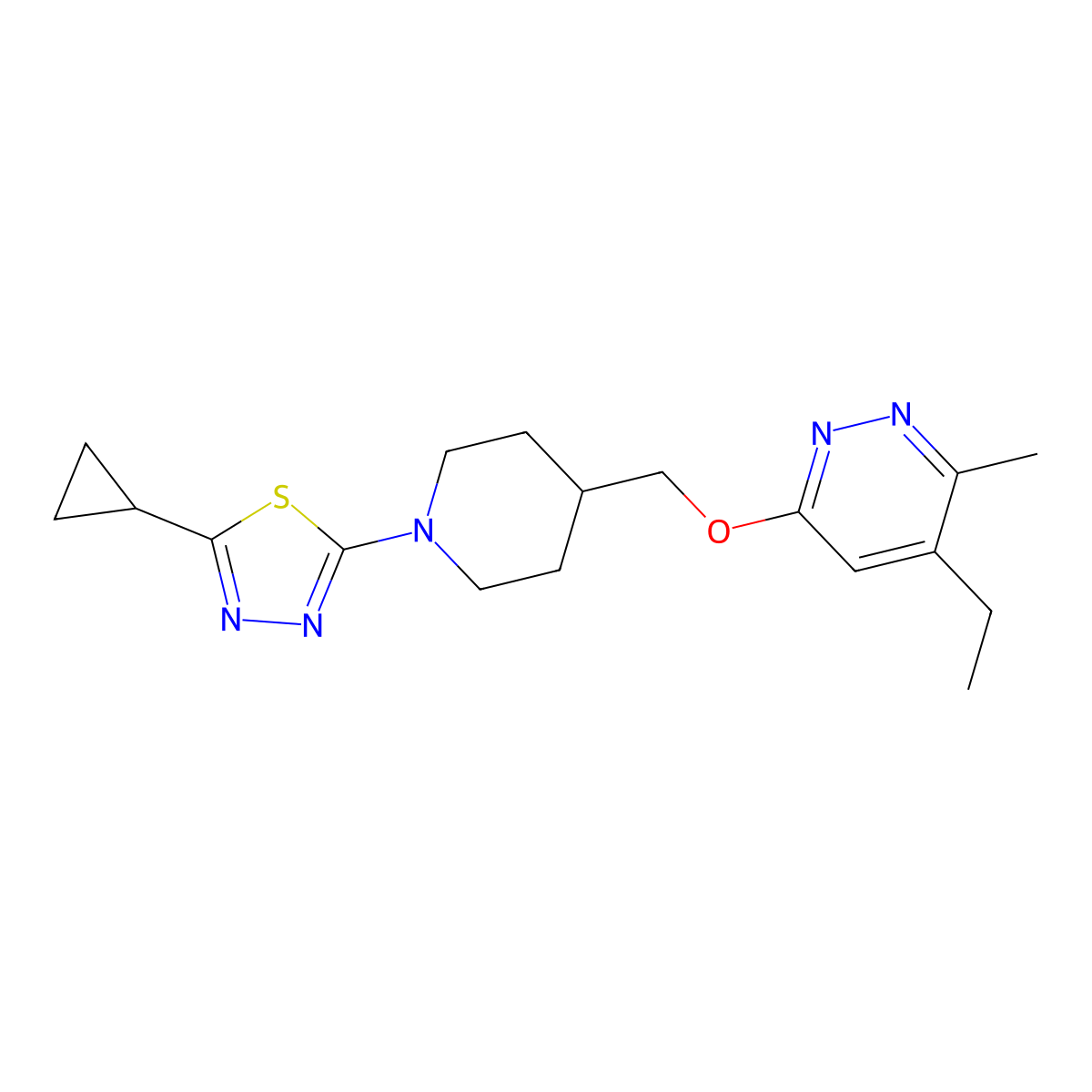 6-{[1-(5-Cyclopropyl-1,3,4-thiadiazol-2-yl)piperidin-4-yl]methoxy}-4-ethyl-3-methylpyridazine molecular structure, CAS 2741957-01-5