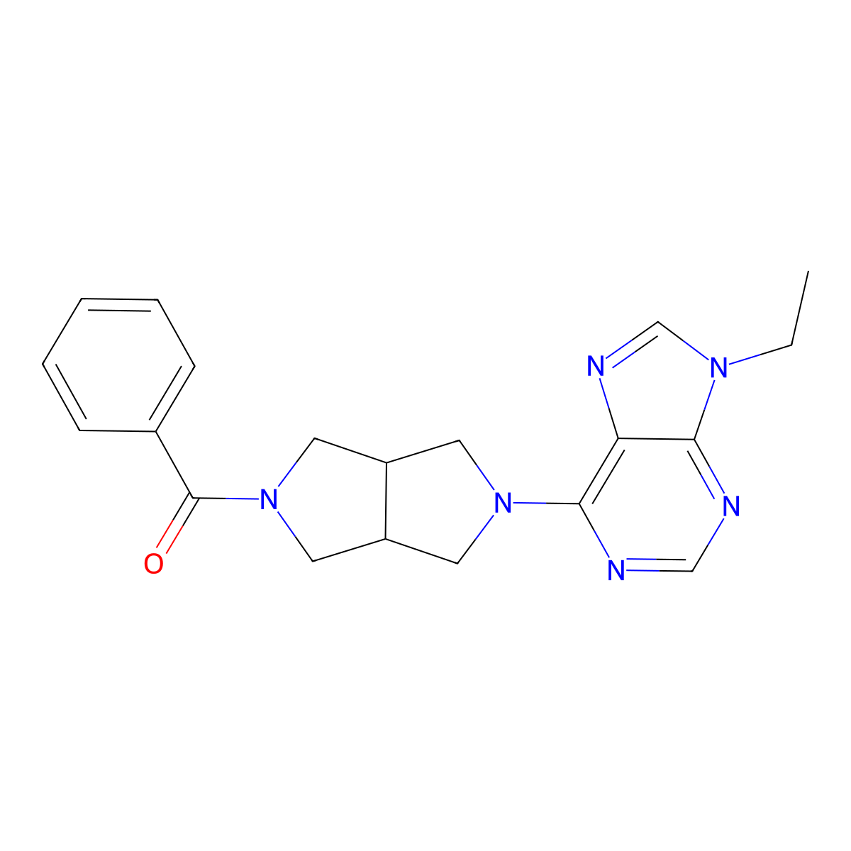 6-{5-benzoyl-octahydropyrrolo[3,4-c]pyrrol-2-yl}-9-ethyl-9H-purine molecular structure, CAS 2741957-02-6