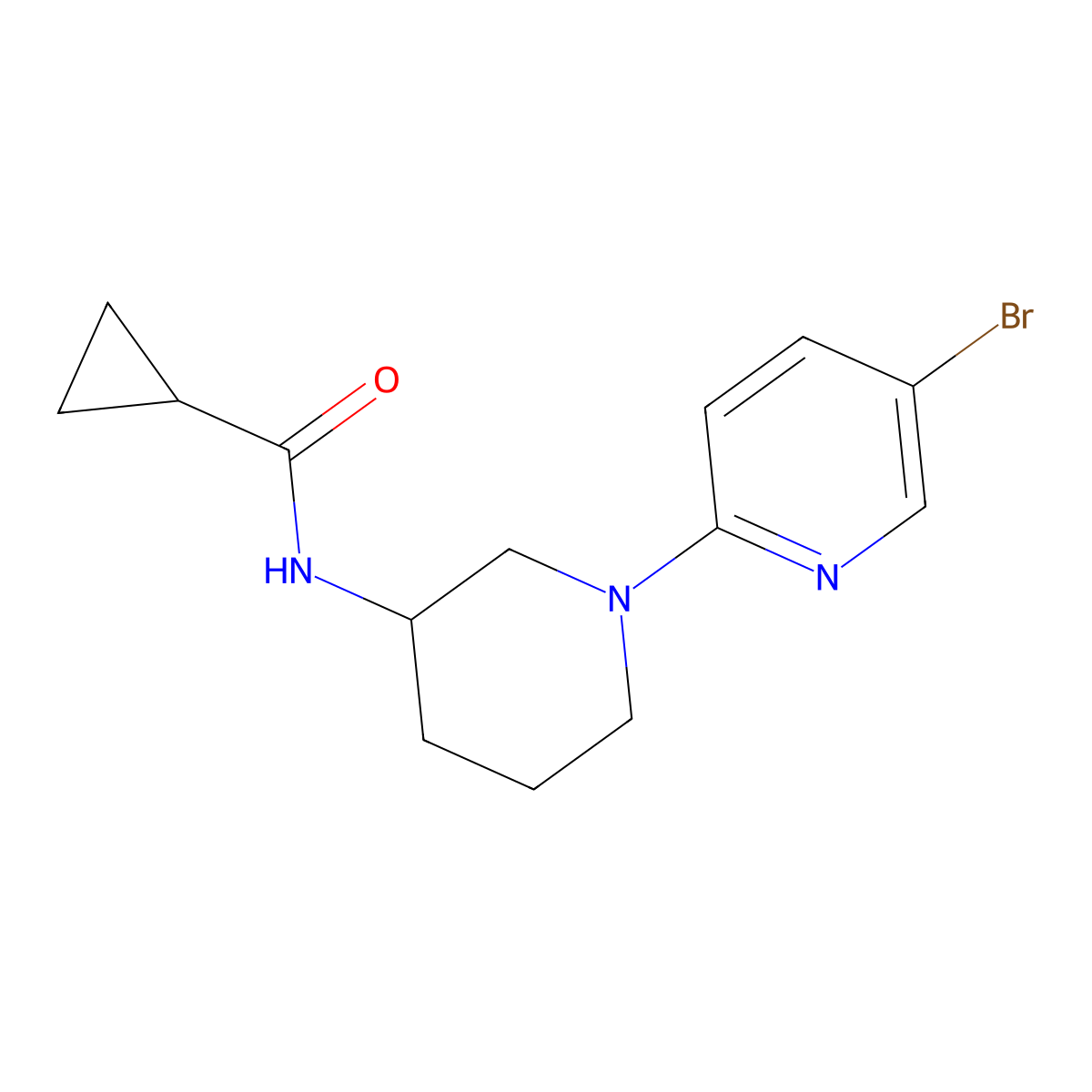 N-[1-(5-bromopyridin-2-yl)piperidin-3-yl]cyclopropanecarboxamide molecular structure, CAS 2741957-03-7