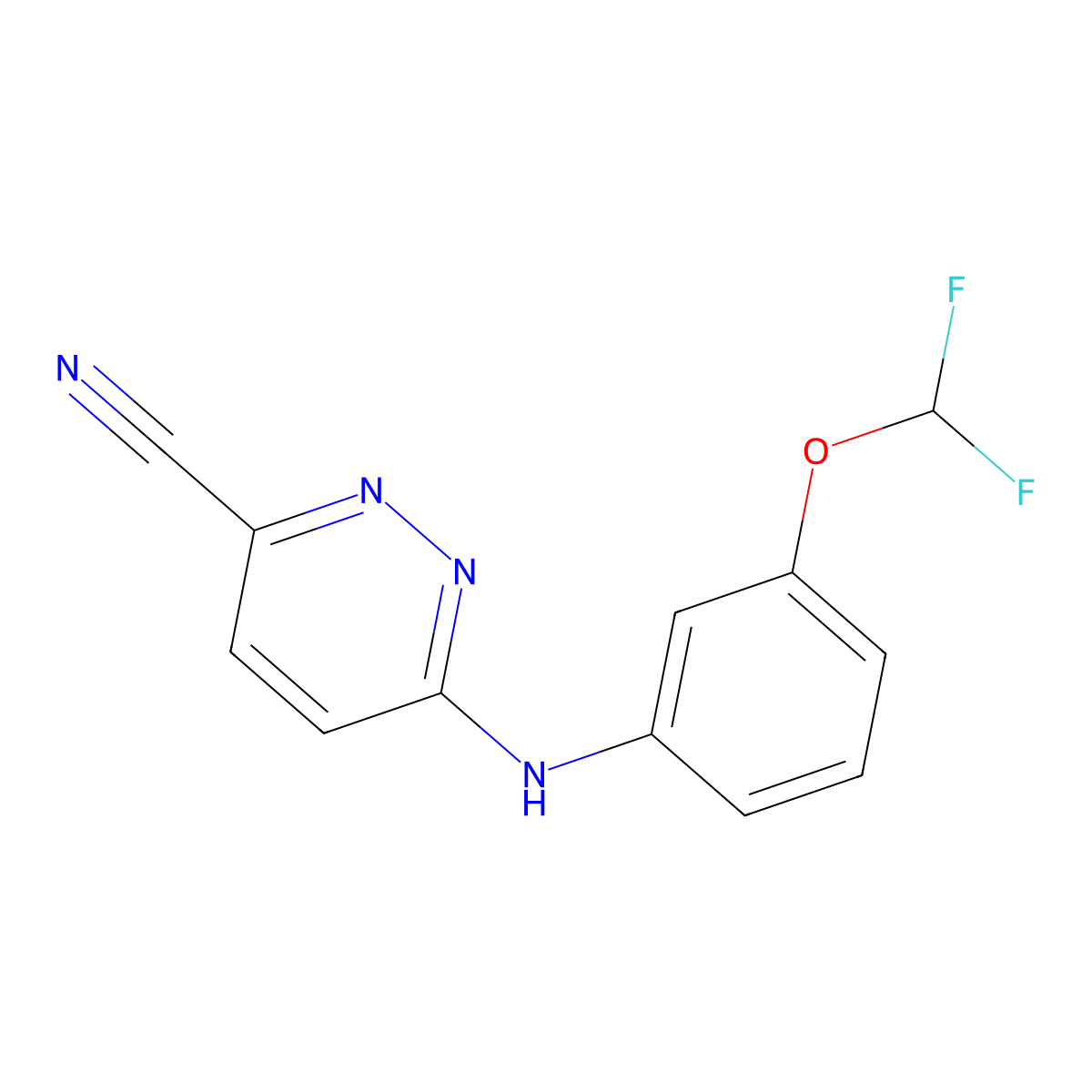 6-{[3-(Difluoromethoxy)phenyl]amino}pyridazine-3-carbonitrile molecular structure, CAS 2741957-04-8