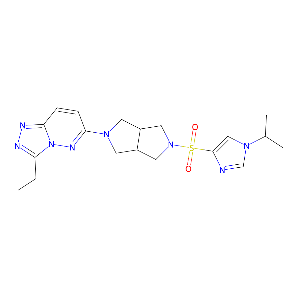 4-[(5-{3-ethyl-[1,2,4]triazolo[4,3-b]pyridazin-6-yl}-octahydropyrrolo[3,4-c]pyrrol-2-yl)sulfonyl]-1-(propan-2-yl)-1H-imidazole molecular structure, CAS 2741957-05-9