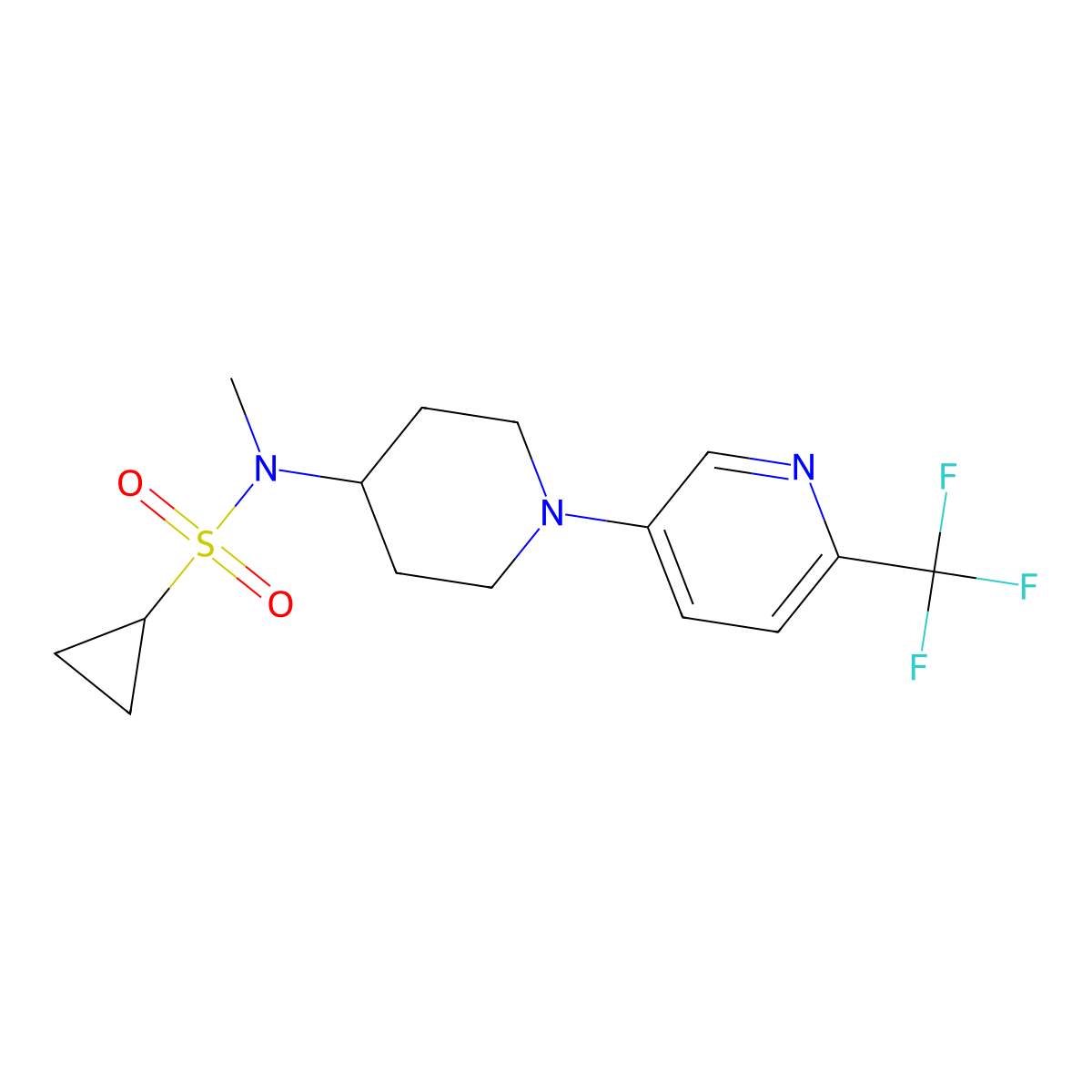 N-methyl-N-{1-[6-(trifluoromethyl)pyridin-3-yl]piperidin-4-yl}cyclopropanesulfonamide molecular structure, CAS 2741957-17-3