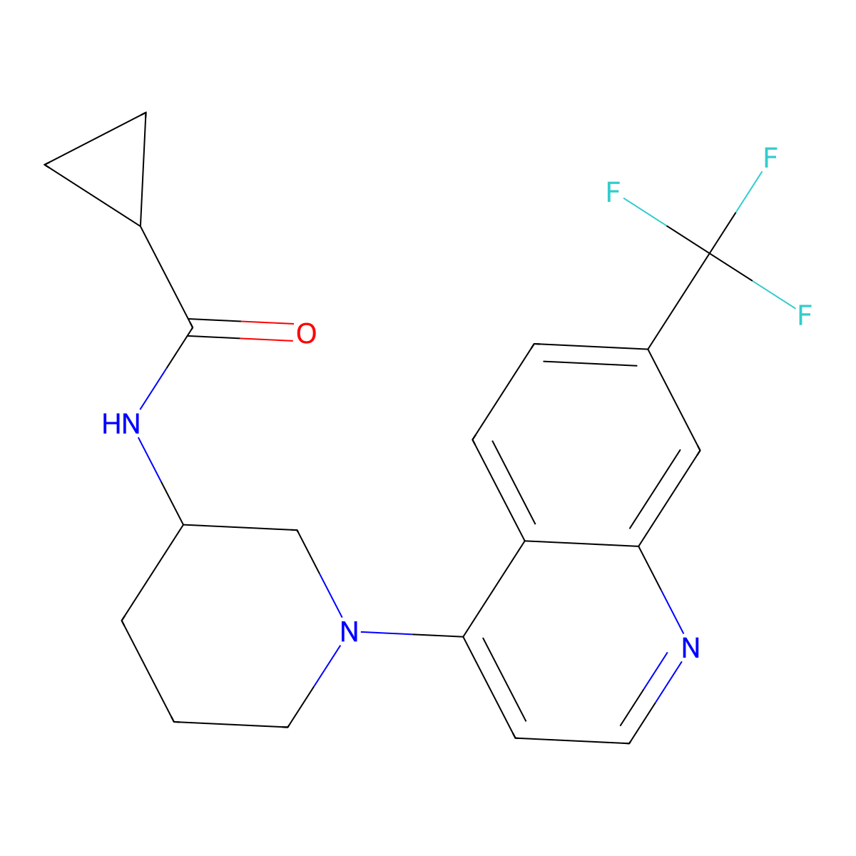 N-{1-[7-(trifluoromethyl)quinolin-4-yl]piperidin-3-yl}cyclopropanecarboxamide molecular structure, CAS 2741957-19-5