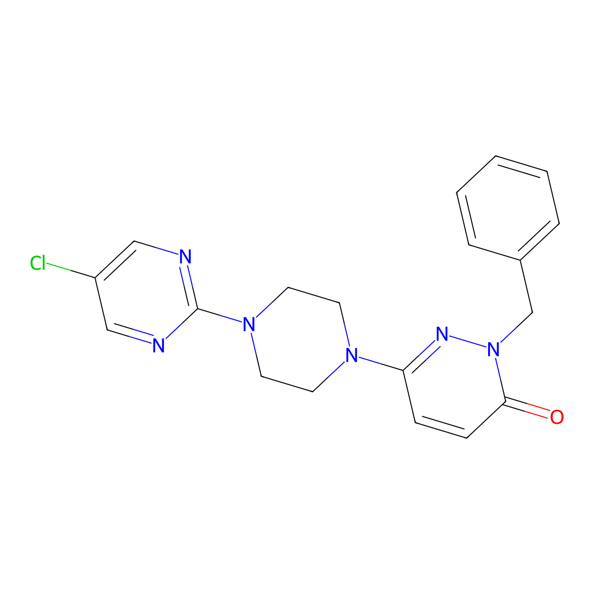 2-Benzyl-6-[4-(5-chloropyrimidin-2-yl)piperazin-1-yl]-2,3-dihydropyridazin-3-one molecular structure, CAS 2741957-22-0