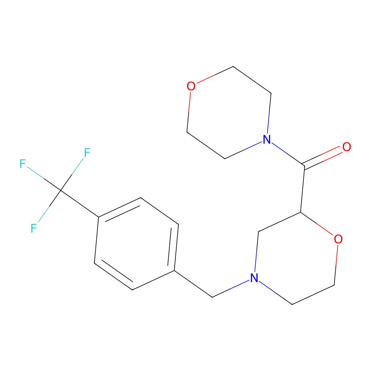 2-(Morpholine-4-carbonyl)-4-{[4-(trifluoromethyl)phenyl]methyl}morpholine molecular structure, CAS 2741957-31-1