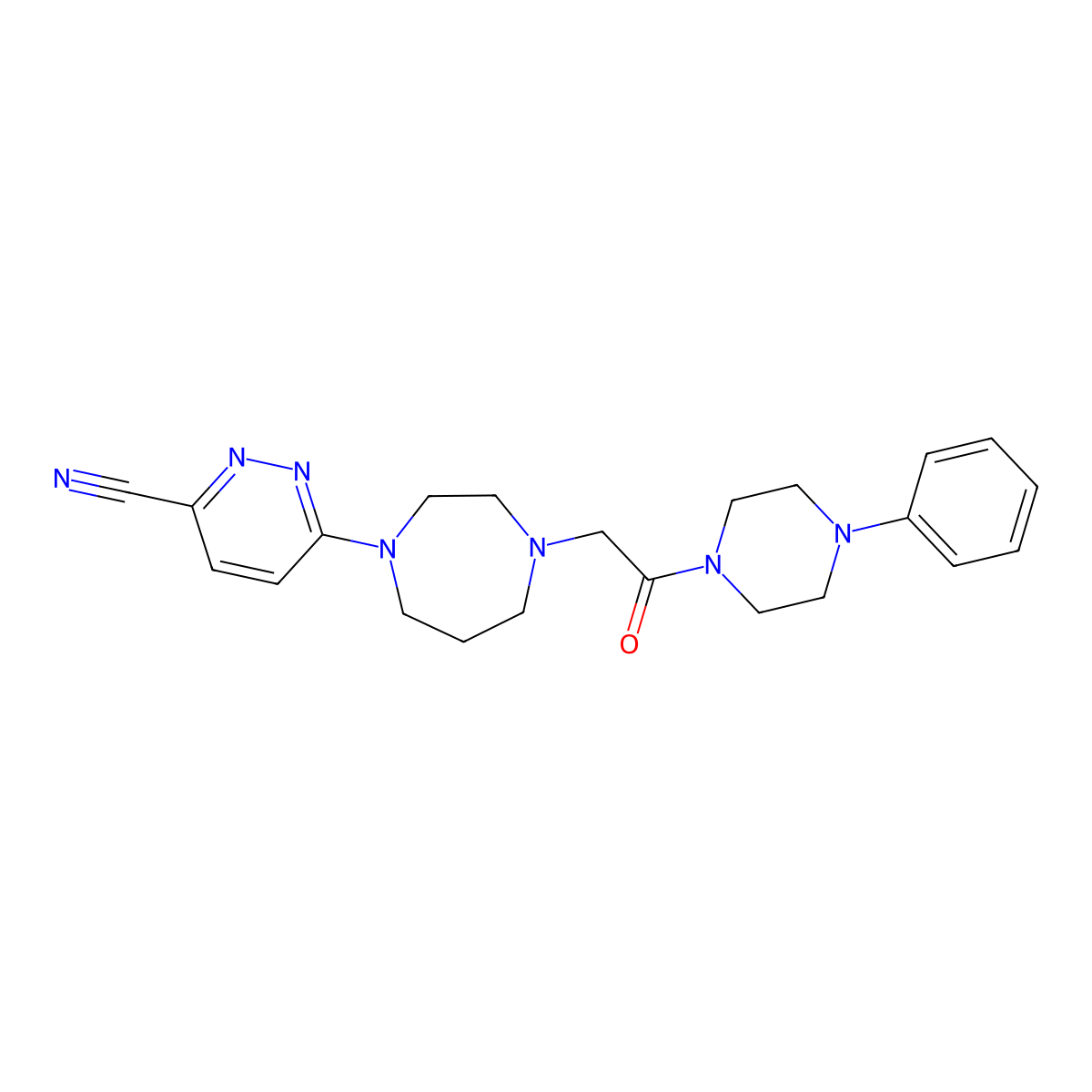 6-{4-[2-Oxo-2-(4-phenylpiperazin-1-yl)ethyl]-1,4-diazepan-1-yl}pyridazine-3-carbonitrile molecular structure, CAS 2741957-32-2