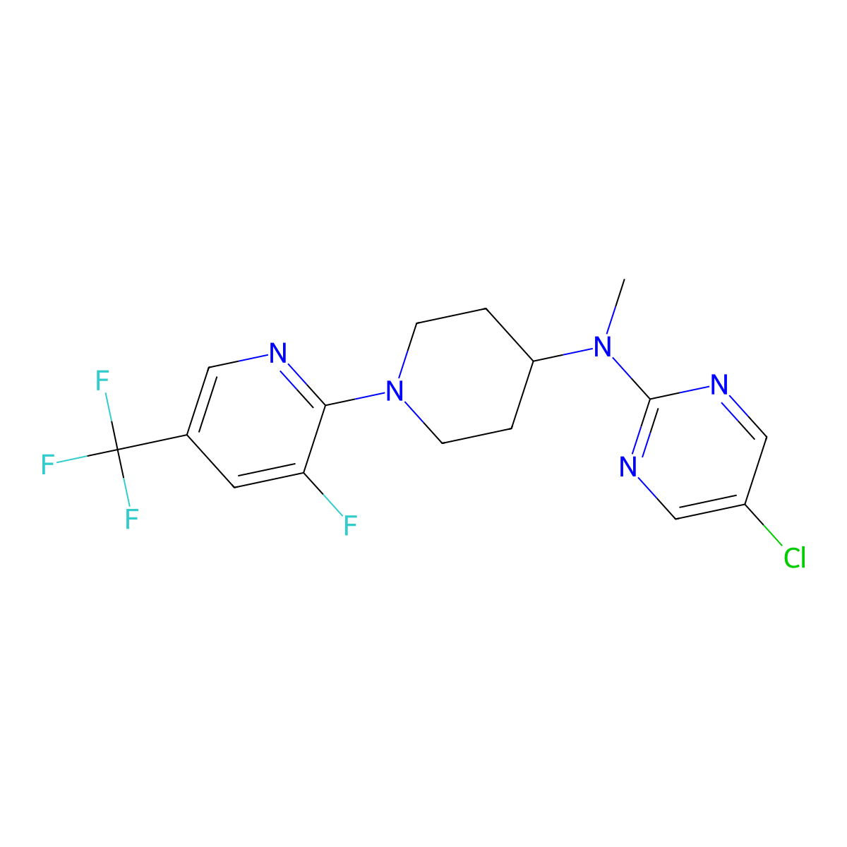 5-chloro-N-{1-[3-fluoro-5-(trifluoromethyl)pyridin-2-yl]piperidin-4-yl}-N-methylpyrimidin-2-amine molecular structure, CAS 2741957-38-8
