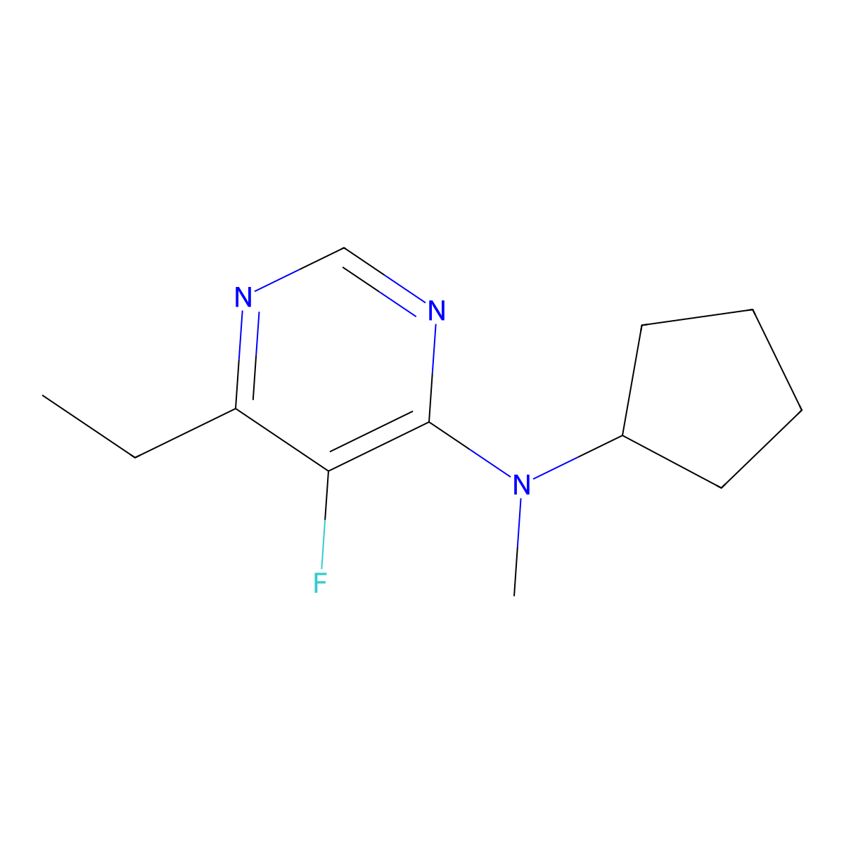 N-cyclopentyl-6-ethyl-5-fluoro-N-methylpyrimidin-4-amine molecular structure, CAS 2741957-43-5