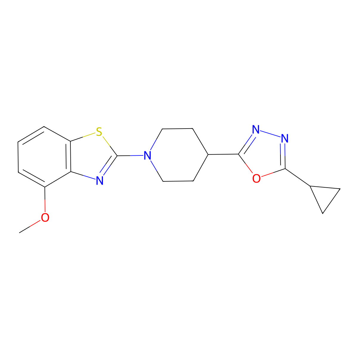 2-[4-(5-Cyclopropyl-1,3,4-oxadiazol-2-yl)piperidin-1-yl]-4-methoxy-1,3-benzothiazole molecular structure, CAS 2741957-44-6