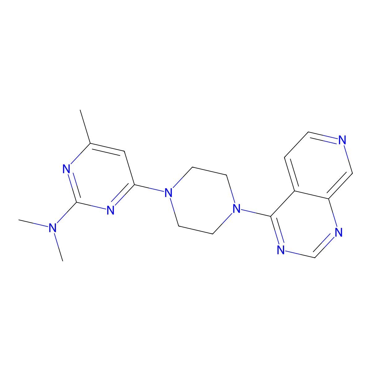 N,N,4-trimethyl-6-(4-{pyrido[3,4-d]pyrimidin-4-yl}piperazin-1-yl)pyrimidin-2-amine molecular structure, CAS 2741957-45-7
