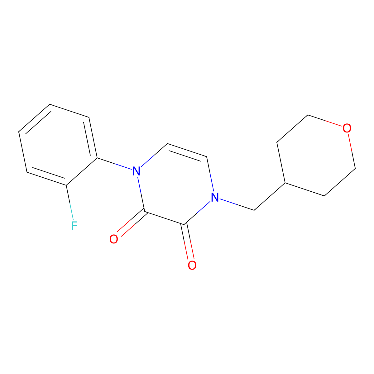 1-(2-Fluorophenyl)-4-[(oxan-4-yl)methyl]-1,2,3,4-tetrahydropyrazine-2,3-dione molecular structure, CAS 2741957-46-8
