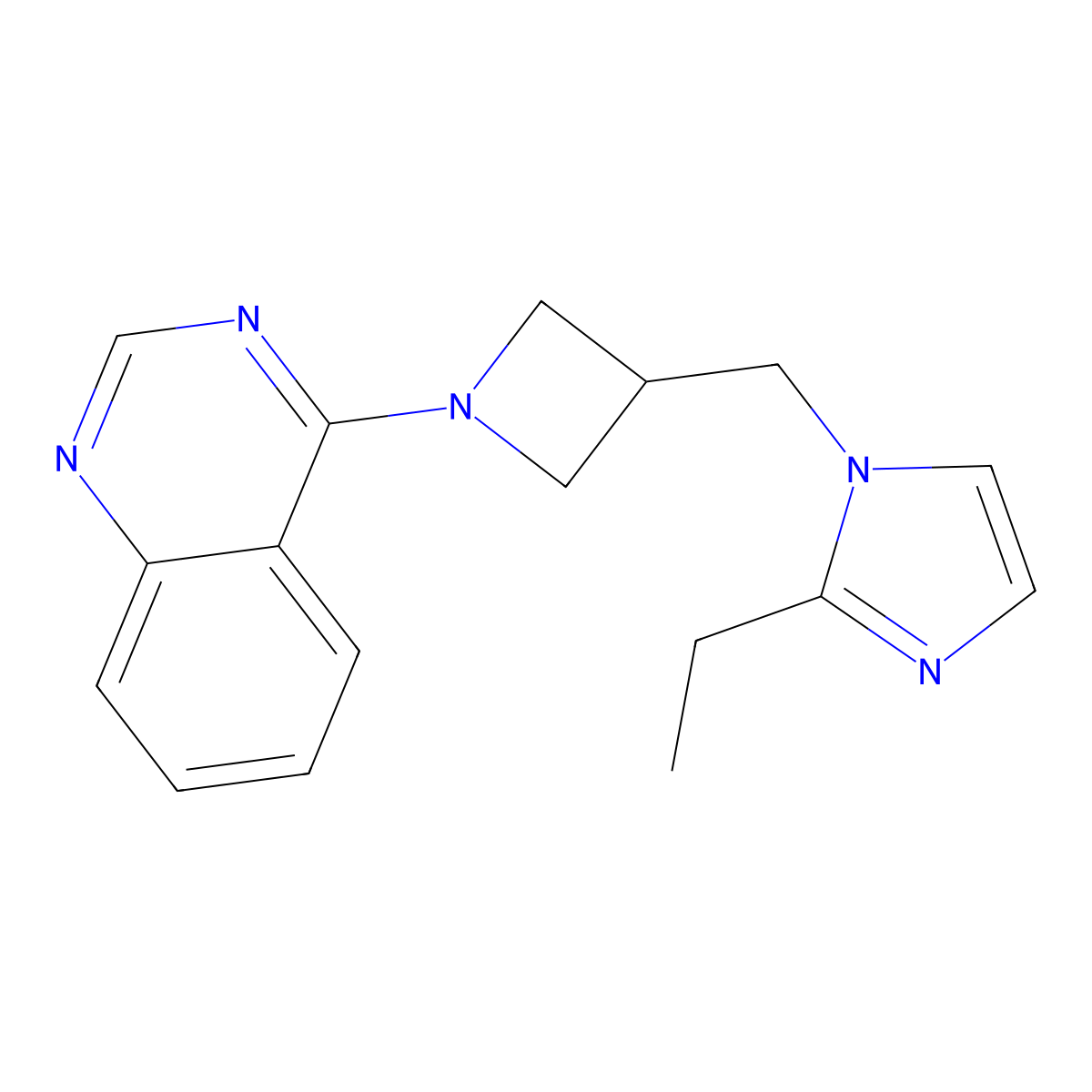 4-{3-[(2-ethyl-1H-imidazol-1-yl)methyl]azetidin-1-yl}quinazoline molecular structure, CAS 2741957-53-7