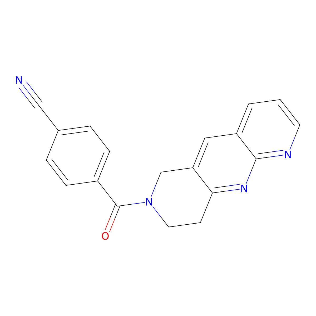 4-{6H,7H,8H,9H-pyrido[2,3-b]1,6-naphthyridine-7-carbonyl}benzonitrile molecular structure, CAS 2741957-56-0