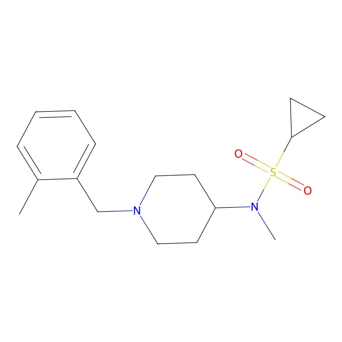 N-methyl-N-{1-[(2-methylphenyl)methyl]piperidin-4-yl}cyclopropanesulfonamide molecular structure, CAS 2741957-58-2
