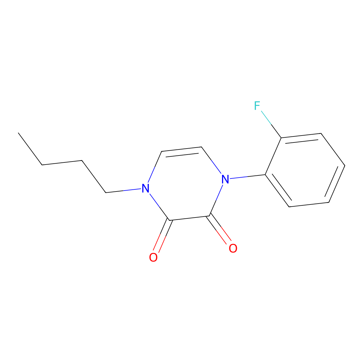 1-Butyl-4-(2-fluorophenyl)-1,2,3,4-tetrahydropyrazine-2,3-dione molecular structure, CAS 2741957-63-9