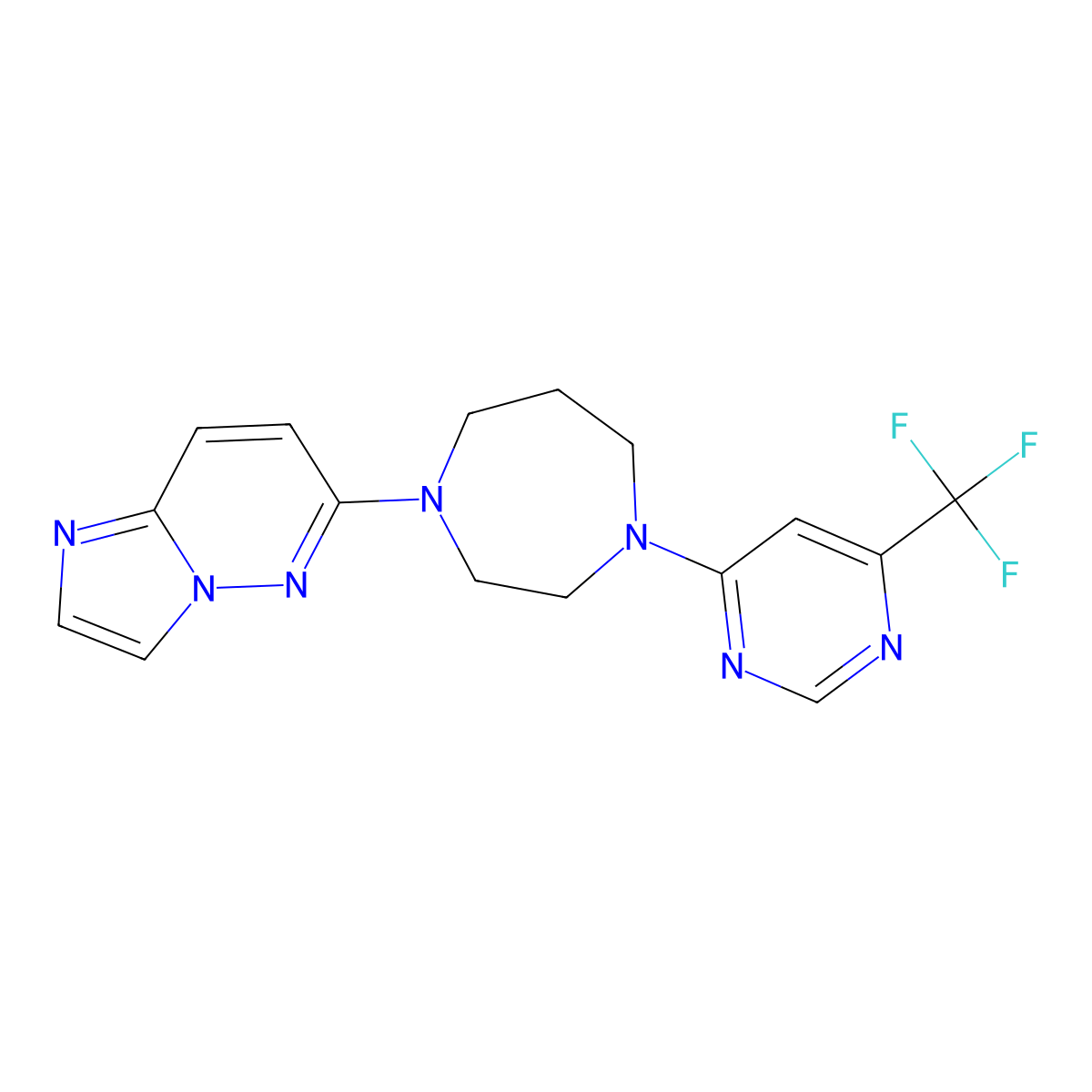 1-{Imidazo[1,2-b]pyridazin-6-yl}-4-[6-(trifluoromethyl)pyrimidin-4-yl]-1,4-diazepane molecular structure, CAS 2741957-64-0