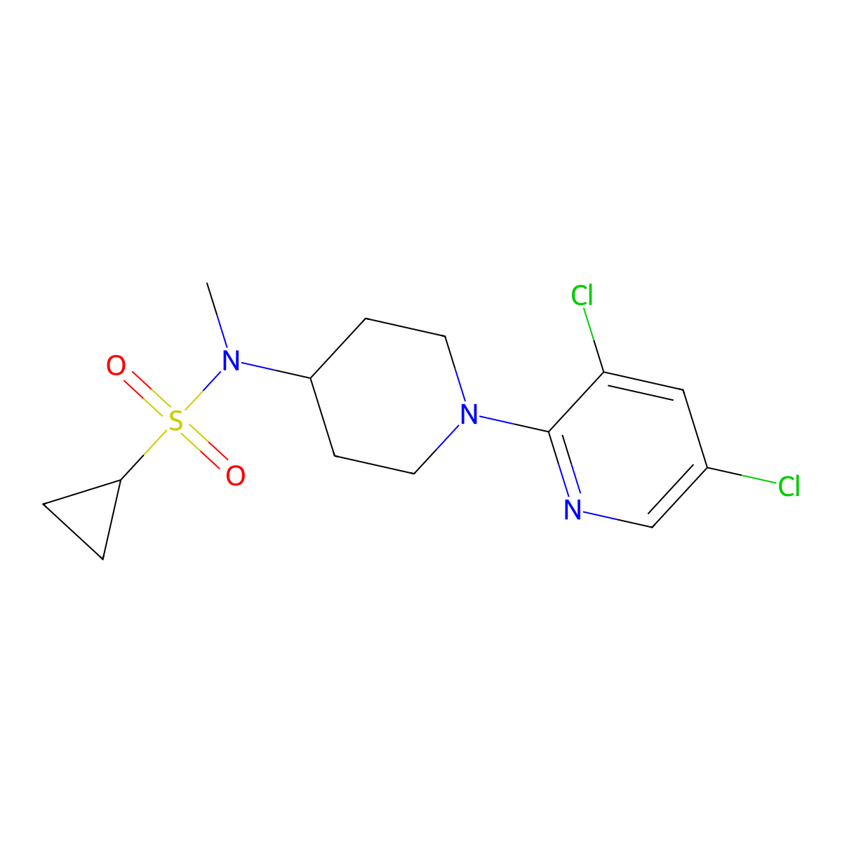 N-[1-(3,5-dichloropyridin-2-yl)piperidin-4-yl]-N-methylcyclopropanesulfonamide molecular structure, CAS 2741957-66-2