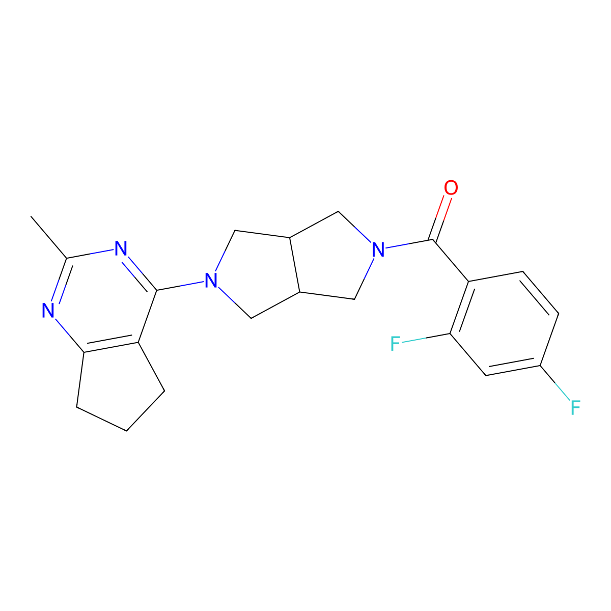 2-(2,4-difluorobenzoyl)-5-{2-methyl-5H,6H,7H-cyclopenta[d]pyrimidin-4-yl}-octahydropyrrolo[3,4-c]pyrrole molecular structure, CAS 2741957-67-3