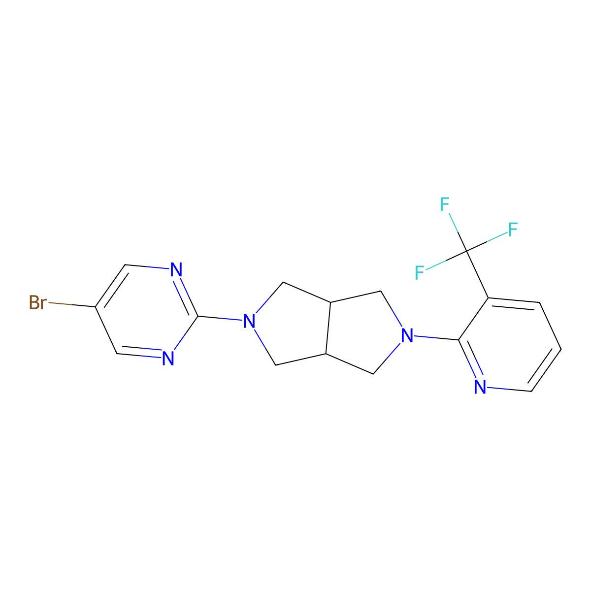 5-Bromo-2-{5-[3-(trifluoromethyl)pyridin-2-yl]-octahydropyrrolo[3,4-c]pyrrol-2-yl}pyrimidine molecular structure, CAS 2741957-68-4
