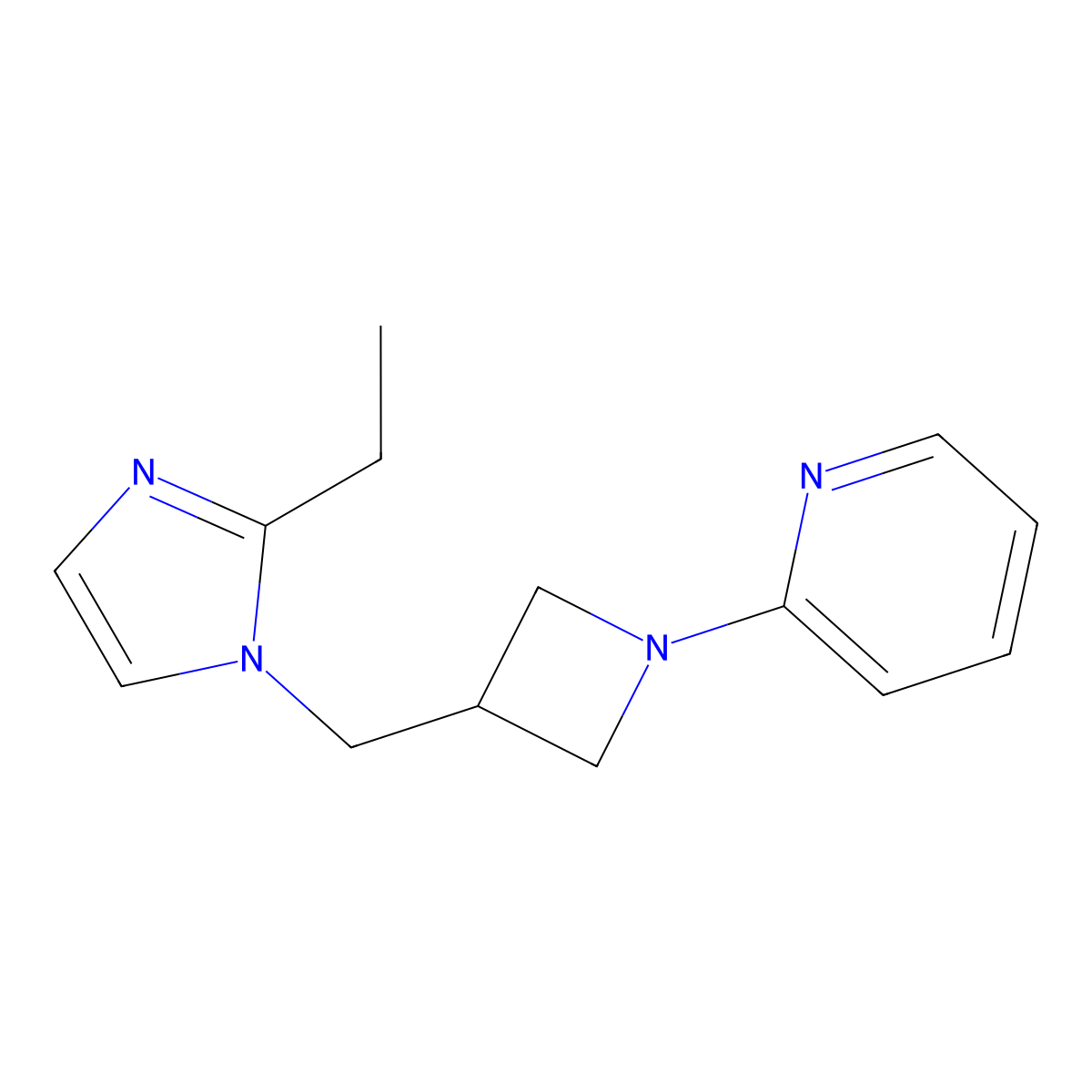2-{3-[(2-ethyl-1H-imidazol-1-yl)methyl]azetidin-1-yl}pyridine molecular structure, CAS 2741957-69-5