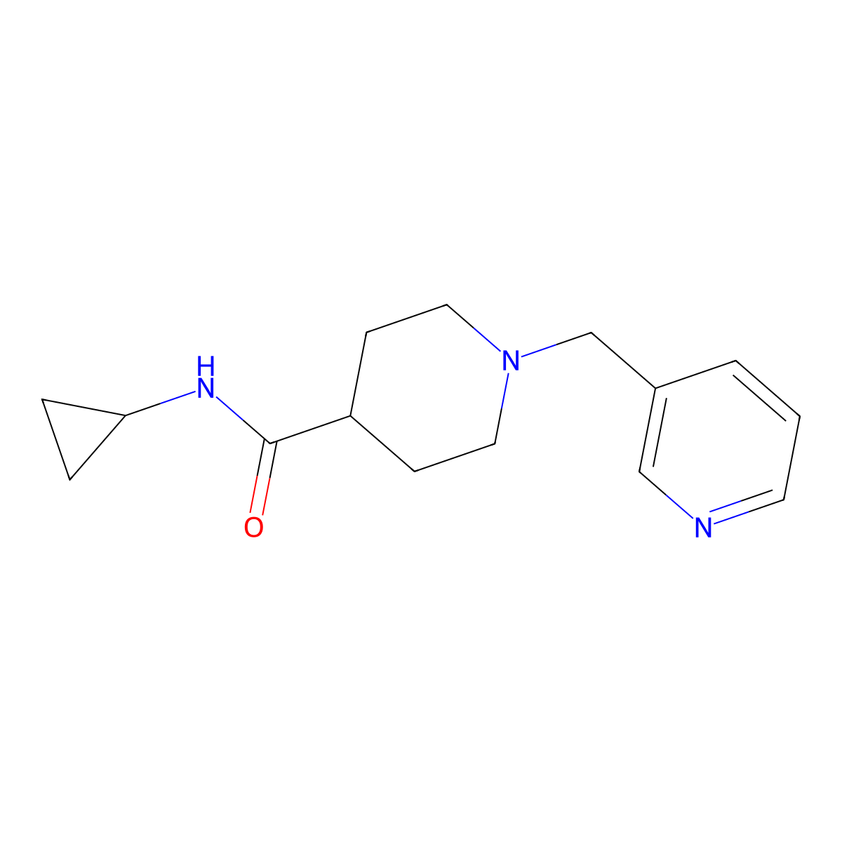 N-cyclopropyl-1-[(pyridin-3-yl)methyl]piperidine-4-carboxamide molecular structure, CAS 2741957-72-0