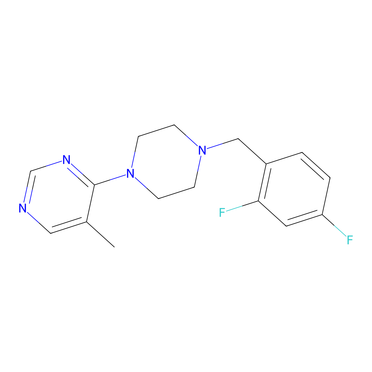 4-{4-[(2,4-Difluorophenyl)methyl]piperazin-1-yl}-5-methylpyrimidine molecular structure, CAS 2741957-74-2