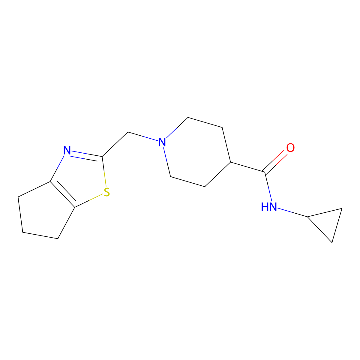 1-({4H,5H,6H-cyclopenta[d][1,3]thiazol-2-yl}methyl)-N-cyclopropylpiperidine-4-carboxamide molecular structure, CAS 2741957-78-6