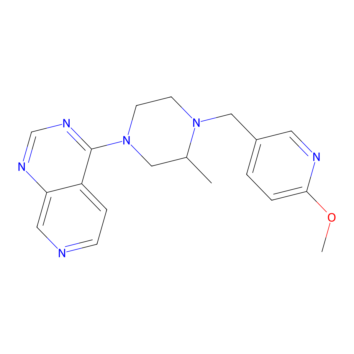 1-[(6-Methoxypyridin-3-yl)methyl]-2-methyl-4-{pyrido[3,4-d]pyrimidin-4-yl}piperazine molecular structure, CAS 2741957-79-7