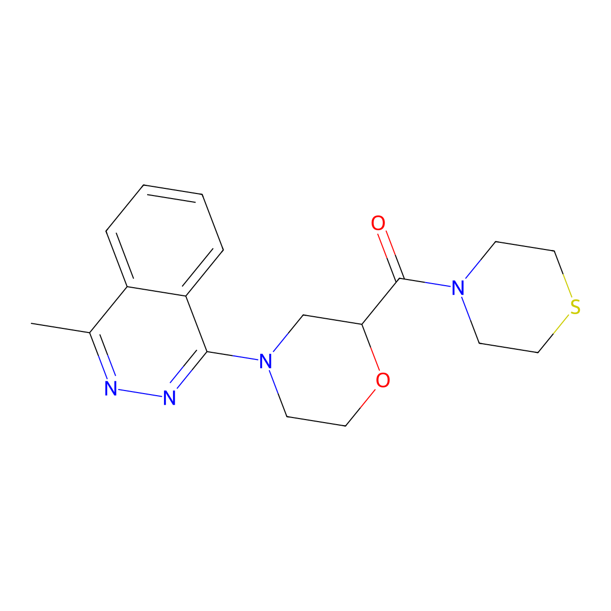 1-Methyl-4-[2-(thiomorpholine-4-carbonyl)morpholin-4-yl]phthalazine molecular structure, CAS 2741957-82-2