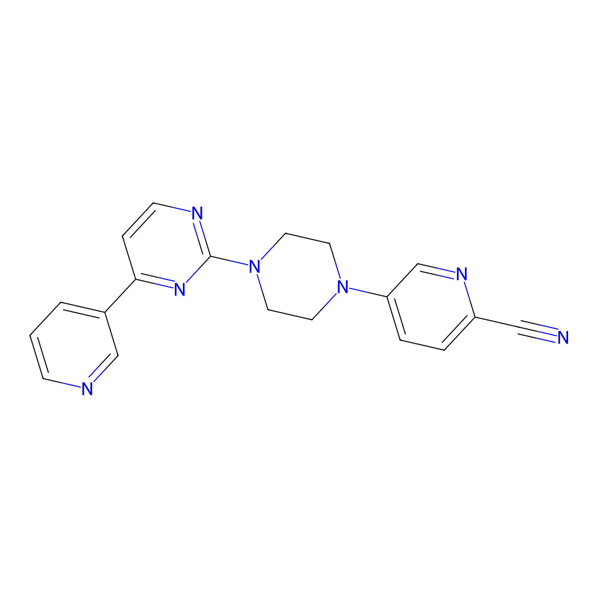 5-{4-[4-(Pyridin-3-yl)pyrimidin-2-yl]piperazin-1-yl}pyridine-2-carbonitrile molecular structure, CAS 2741957-84-4