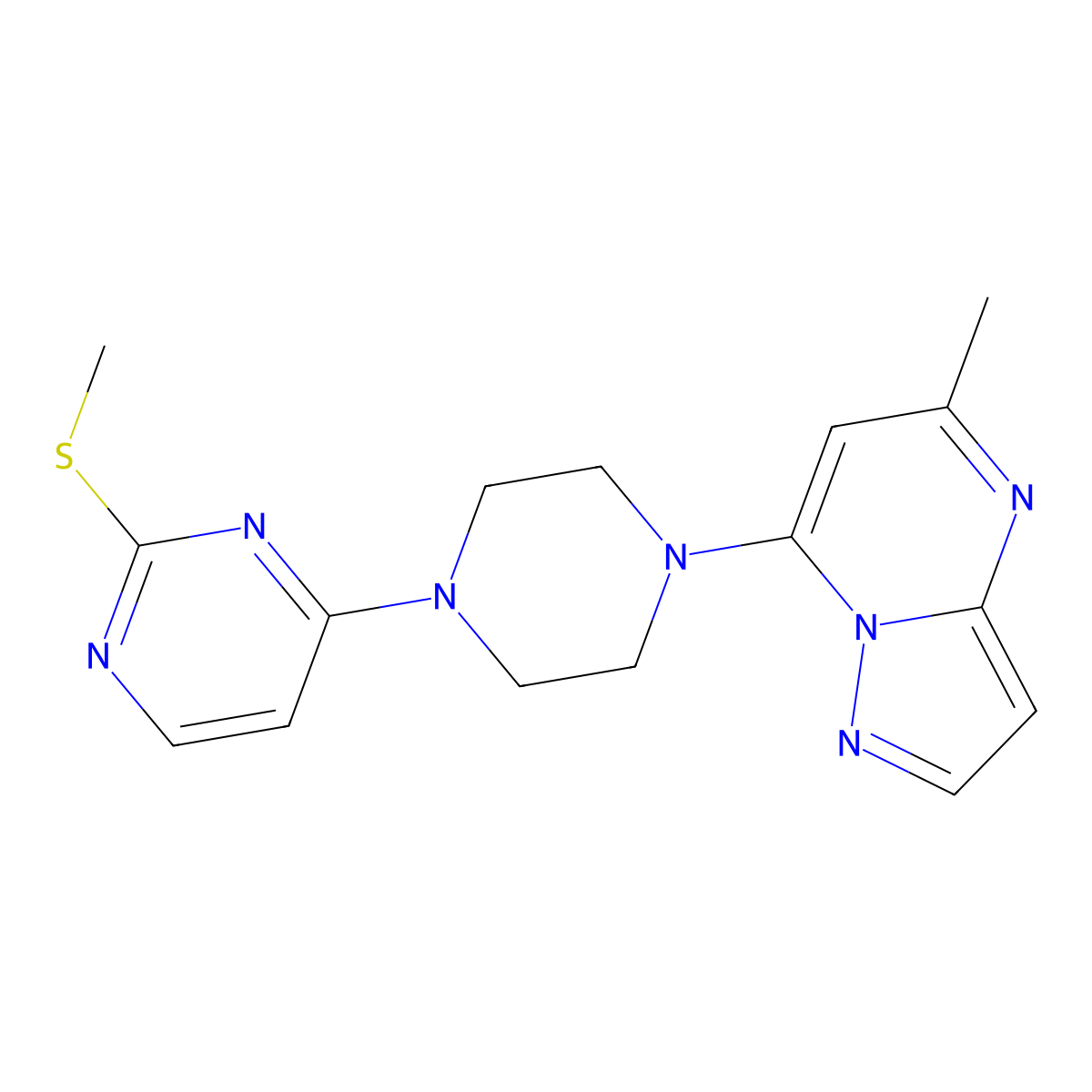 4-(4-{5-Methylpyrazolo[1,5-a]pyrimidin-7-yl}piperazin-1-yl)-2-(methylsulfanyl)pyrimidine molecular structure, CAS 2741957-94-6