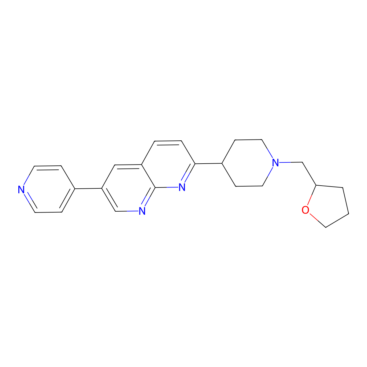 2-{1-[(Oxolan-2-yl)methyl]piperidin-4-yl}-6-(pyridin-4-yl)-1,8-naphthyridine molecular structure, CAS 2741957-96-8