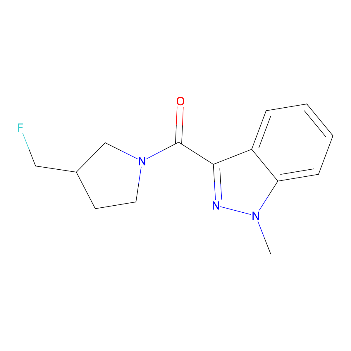 3-[3-(fluoromethyl)pyrrolidine-1-carbonyl]-1-methyl-1H-indazole molecular structure, CAS 2741957-97-9