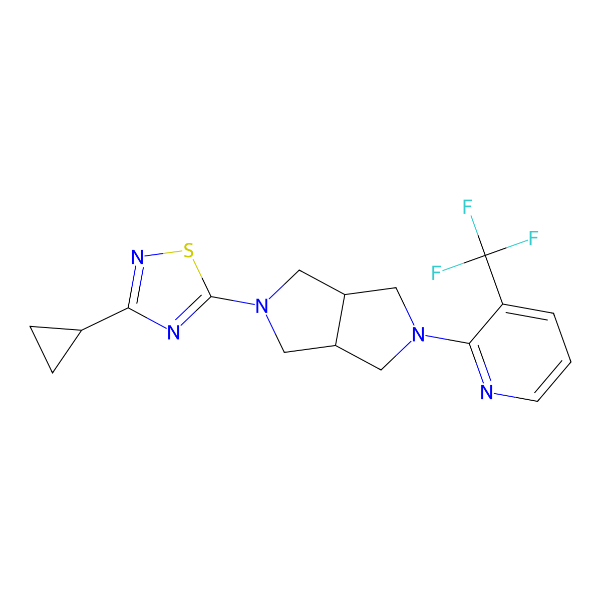 2-[5-(3-Cyclopropyl-1,2,4-thiadiazol-5-yl)-octahydropyrrolo[3,4-c]pyrrol-2-yl]-3-(trifluoromethyl)pyridine molecular structure, CAS 2741958-03-0
