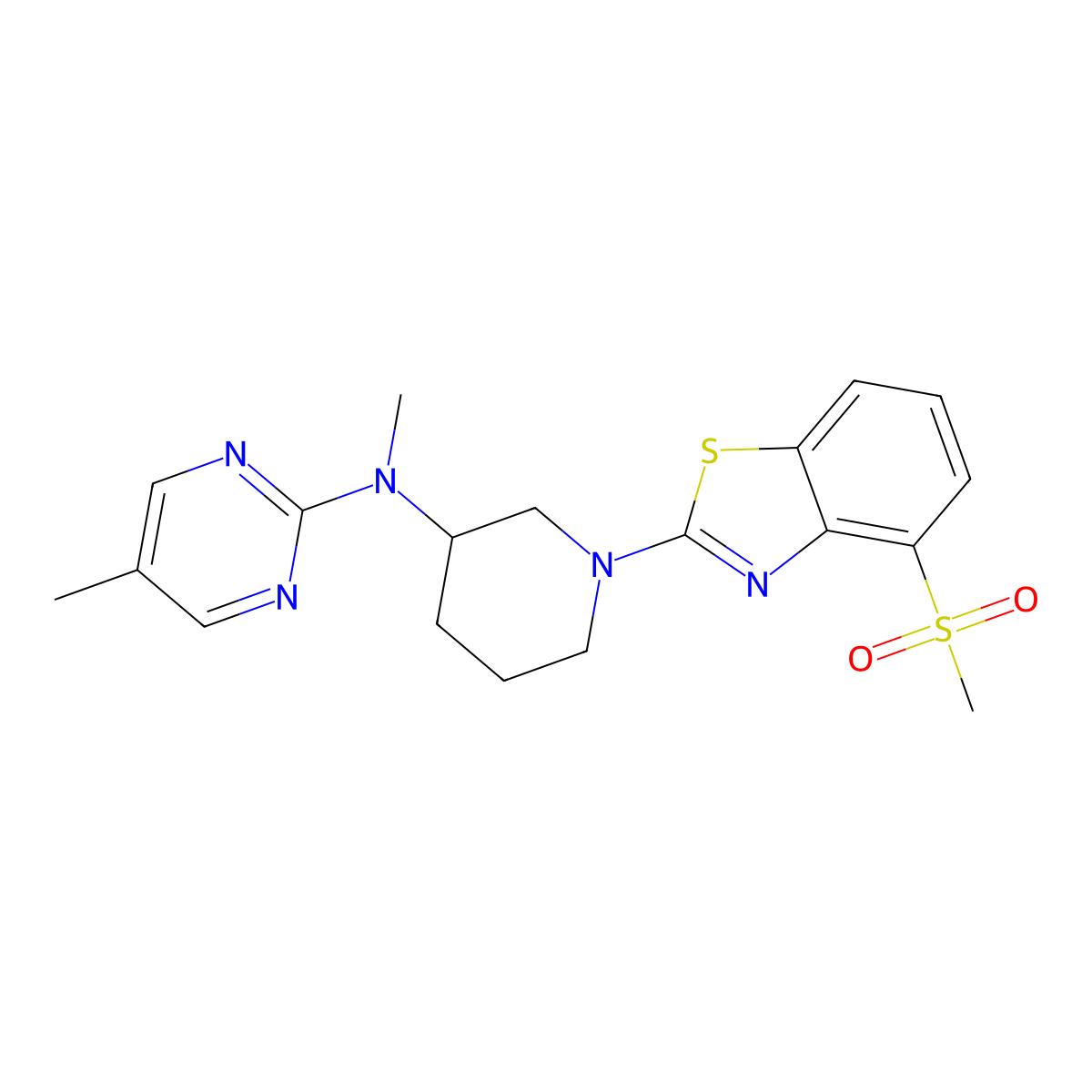 N-[1-(4-methanesulfonyl-1,3-benzothiazol-2-yl)piperidin-3-yl]-N,5-dimethylpyrimidin-2-amine molecular structure, CAS 2741958-05-2