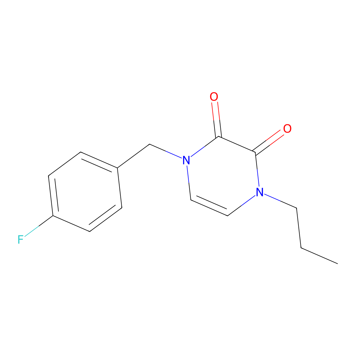 1-[(4-Fluorophenyl)methyl]-4-propyl-1,2,3,4-tetrahydropyrazine-2,3-dione molecular structure, CAS 2741958-12-1