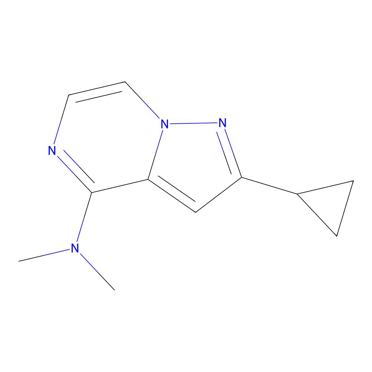 2-cyclopropyl-N,N-dimethylpyrazolo[1,5-a]pyrazin-4-amine molecular structure, CAS 2741958-14-3